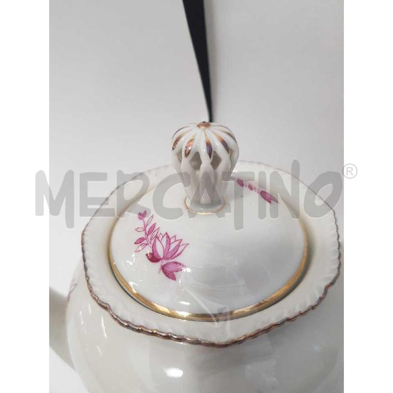 12 TAZZA CAFFE' + 12 PIATT +CAFF + 1 ZUCC + 1 LATT KONIGL PR TETTAU CERAMICA DECORO FIORI ROSSI | Mercatino dell'Usato Cesena 5
