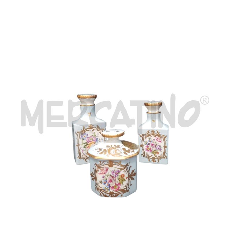 3 SET BAGNO LIMOGES CERASMICA AZZURRA DECORO DORATO  | Mercatino dell'Usato Cesena 1