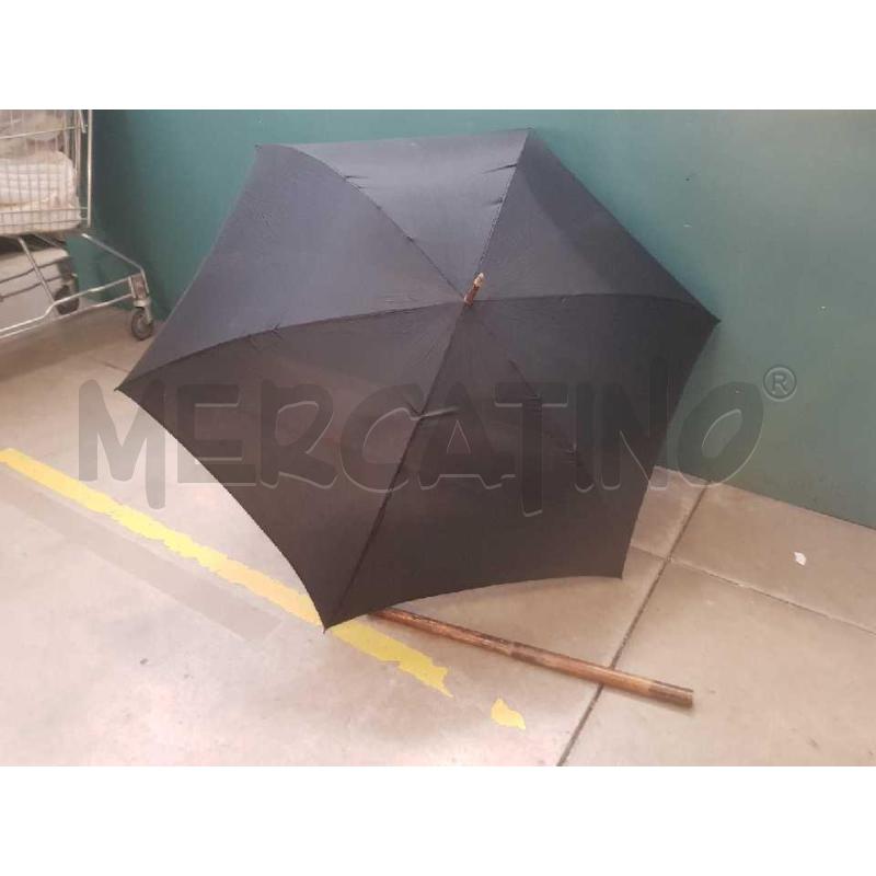 BASTONE DA PASSEGGIO CON OMBRELLO PARASOLE NERO IN SETA | Mercatino dell'Usato Cesena 2
