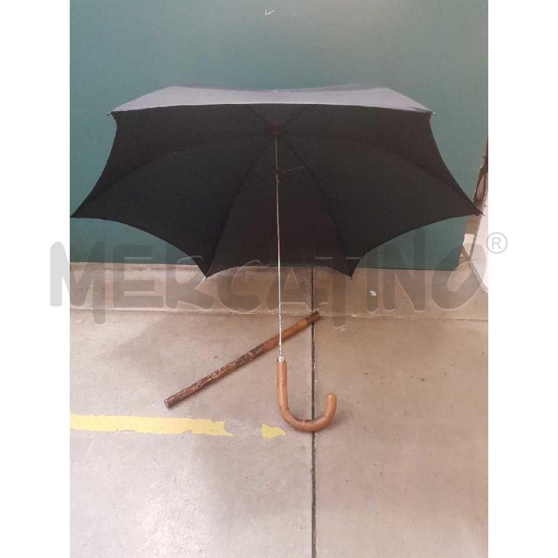 BASTONE DA PASSEGGIO CON OMBRELLO PARASOLE NERO IN SETA | Mercatino dell'Usato Cesena 3