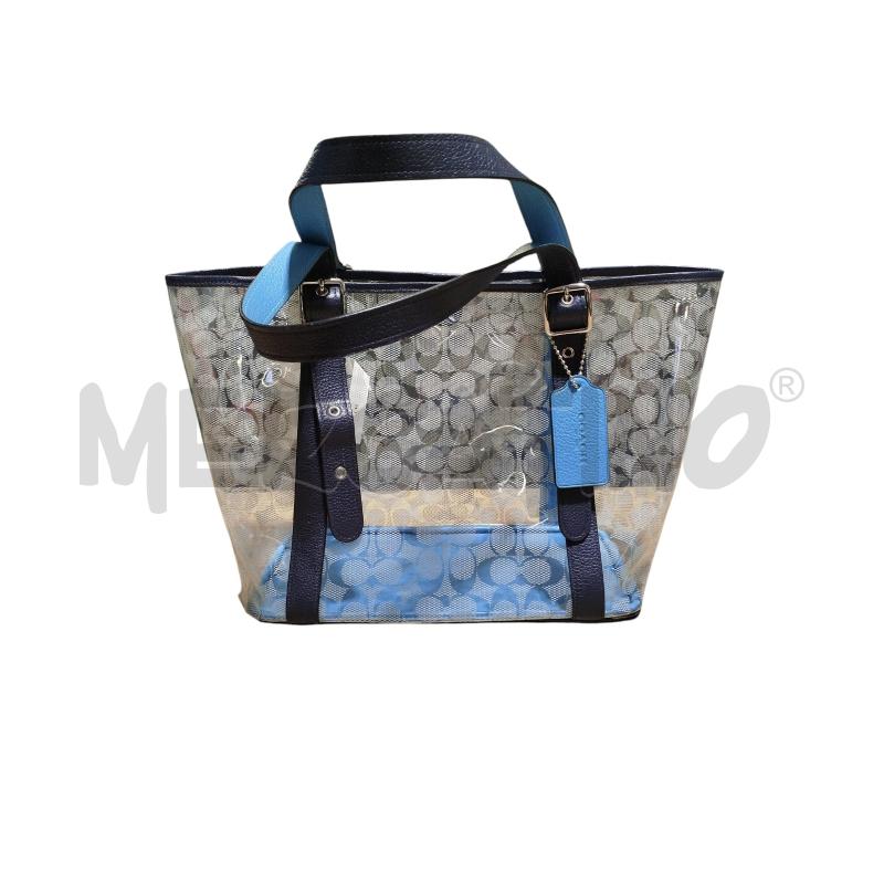 BORSA D COACH PLASTIFICATA TRASPARENTE LOGO PROFILO BLU | Mercatino dell'Usato Cesena 1