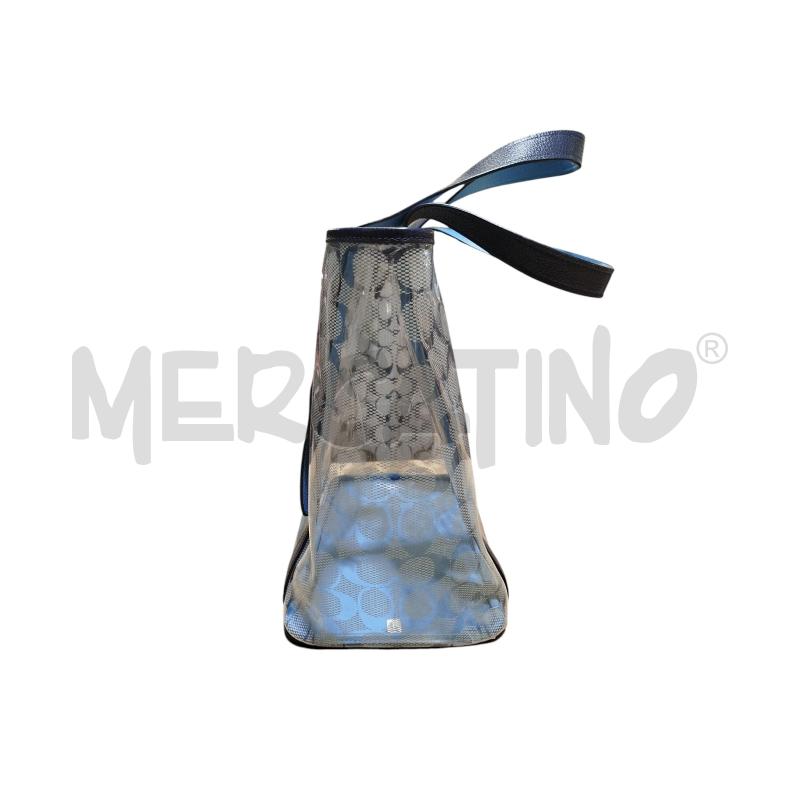 BORSA D COACH PLASTIFICATA TRASPARENTE LOGO PROFILO BLU | Mercatino dell'Usato Cesena 2