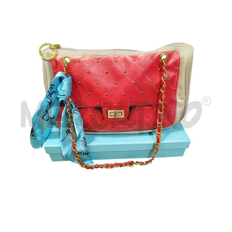 BORSA D POMIKAKI BEIGE DISEG ROSSO TRACCOLLA DORATA | Mercatino dell'Usato Cesena 1