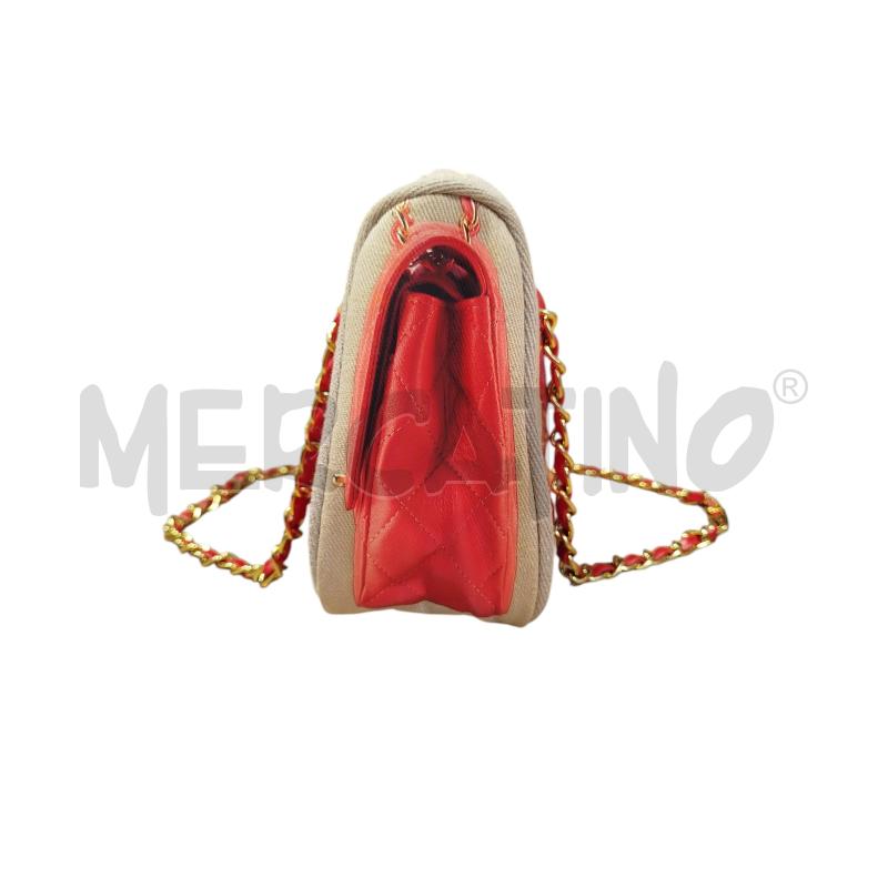 BORSA D POMIKAKI BEIGE DISEG ROSSO TRACCOLLA DORATA | Mercatino dell'Usato Cesena 2