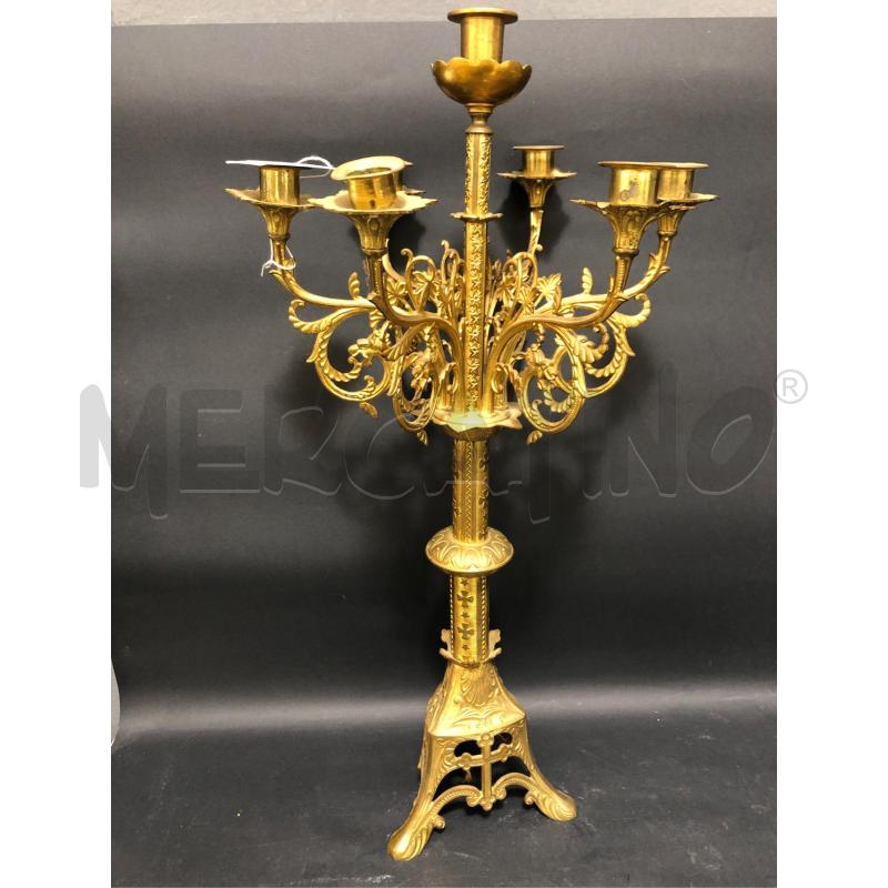 CANDELABRO 07 POSTIMETALLO DORATO | Mercatino dell'Usato Cesena 1