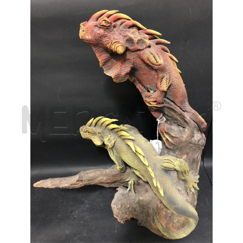 IGUANA  RESINA  SU LEGNO  | Mercatino dell'Usato Cesena 1