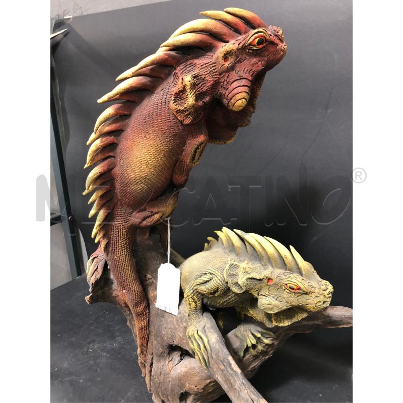 IGUANA  RESINA  SU LEGNO  | Mercatino dell'Usato Cesena 4