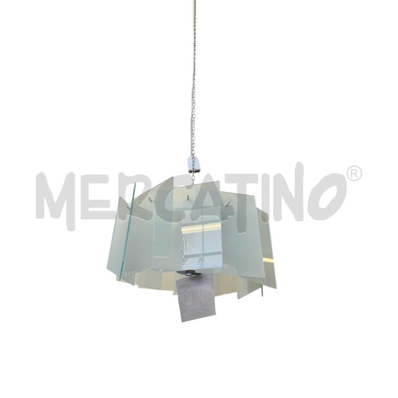 LAMPADARIO 5 LUCI VETRI SATINATI RETTANGOLARI | Mercatino dell'Usato Cesena 1