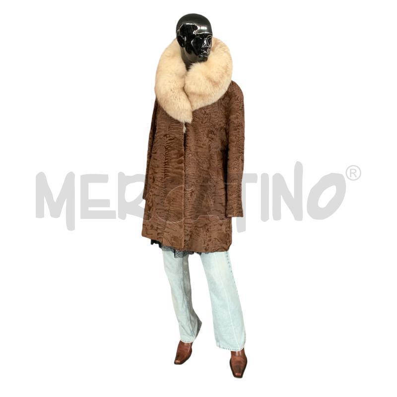 PELLICCIOTTO DONNA KARAKUL CON COLLO VOLPE MARRONE  | Mercatino dell'Usato Cesena 1