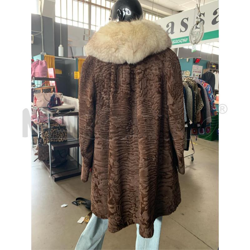 PELLICCIOTTO DONNA KARAKUL CON COLLO VOLPE MARRONE  | Mercatino dell'Usato Cesena 4
