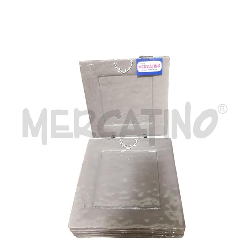 PIATTI PZ. 6 QUADRATI FANCY GRIGI CON CERVO | Mercatino dell'Usato Cesena 1