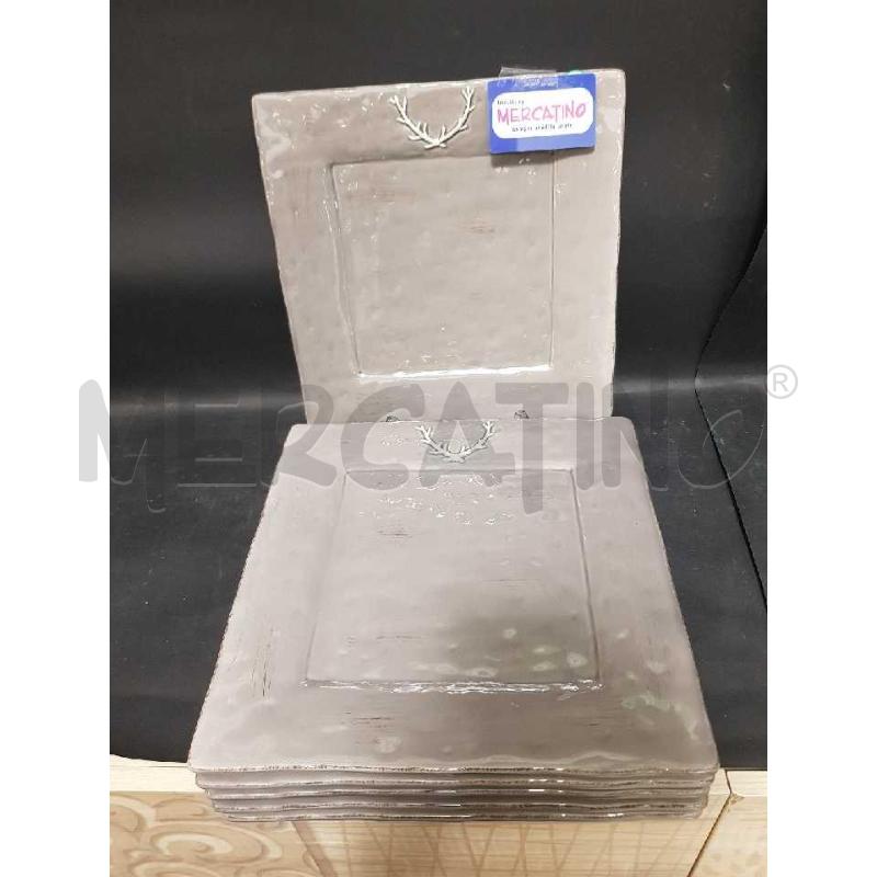 PIATTI PZ. 6 QUADRATI FANCY GRIGI CON CERVO | Mercatino dell'Usato Cesena 2
