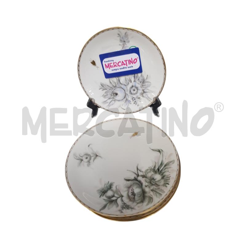 PIATTO DESSERT 6 PZ ARZGSBER DEC FIORE E ORO | Mercatino dell'Usato Cesena 1