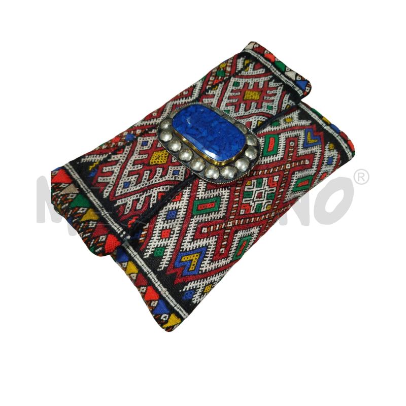 POCHETTE STAMPE ETNICHE MEDAGLIONE BLU/GIALL | Mercatino dell'Usato Cesena 1