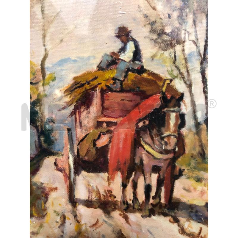 QUADRO ALDO AFFORTUNATI CARRETTO CON CAVALLO | Mercatino dell'Usato Cesena 2