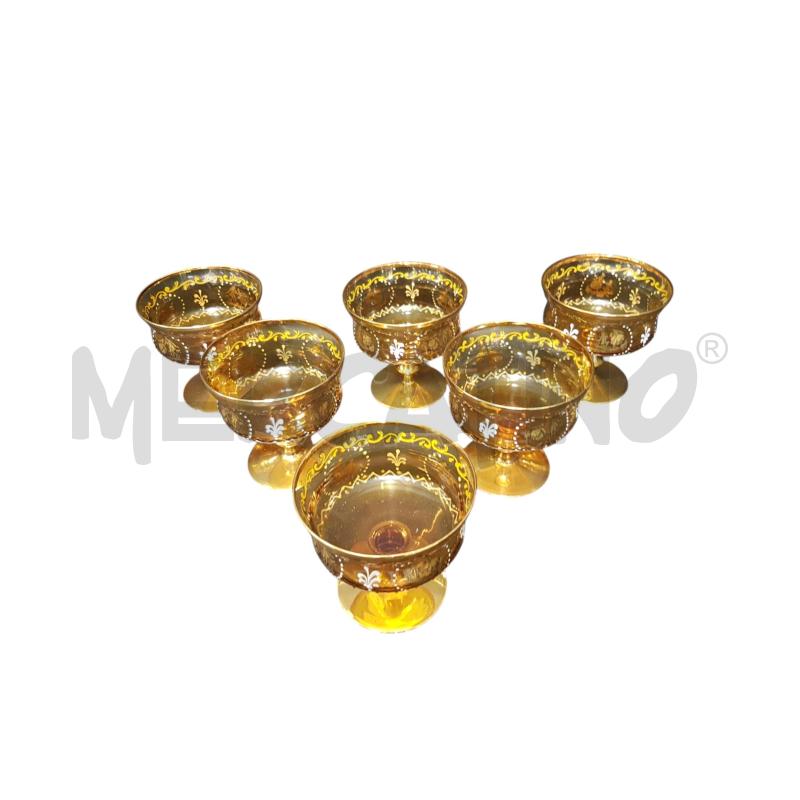 SET COPPETTE VETRO MURANO VENEZIANO GIALLO ORO 6PZ | Mercatino dell'Usato Cesena 1