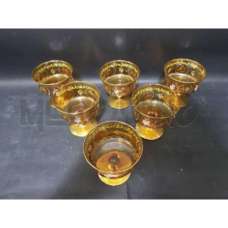 SET COPPETTE VETRO MURANO VENEZIANO GIALLO ORO 6PZ | Mercatino dell'Usato Cesena 2