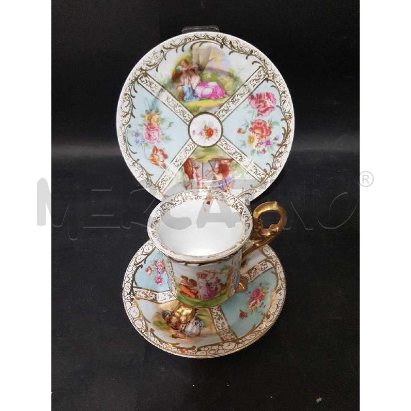 TAZZA VIENNA+2 PIATT VIENNA DIPINTA A MANO DORATURE | Mercatino dell'Usato Cesena 2