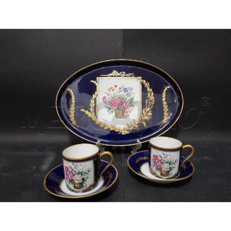 TAZZINE PZ2+2PIATT+1VASS LIMOGES BLU FIORI DORATURE | Mercatino dell'Usato Cesena 2