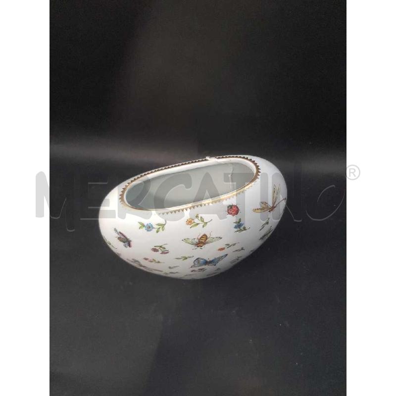 VASO HENRIETTE OVALE CERAMICA BIANCA DECORO FARFALLE | Mercatino dell'Usato Cesena 4