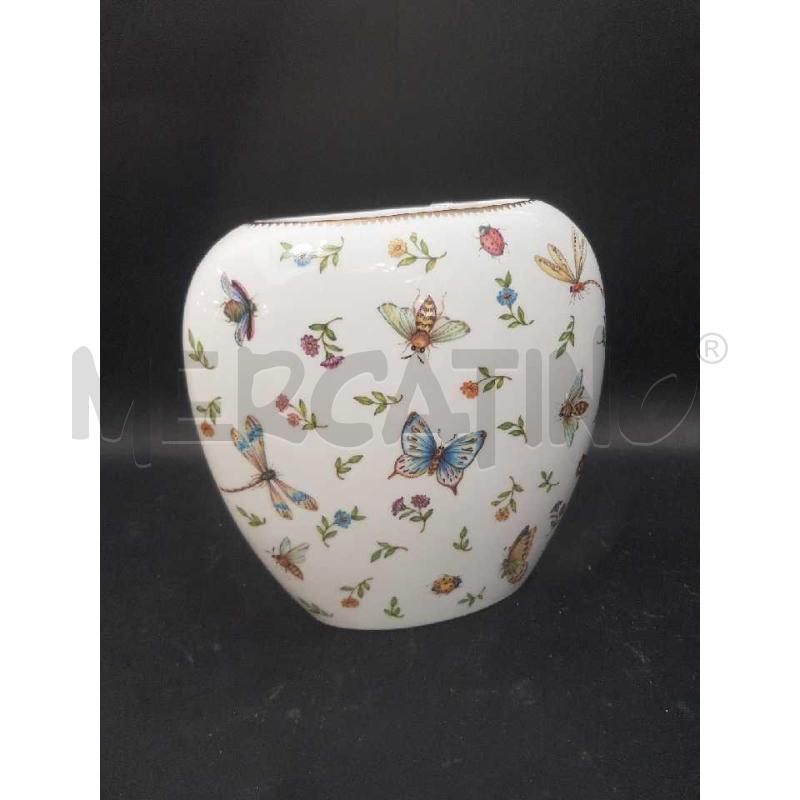 VASO HENRIETTE OVALE CERAMICA BIANCA DECORO FARFALLE | Mercatino dell'Usato Cesena 5