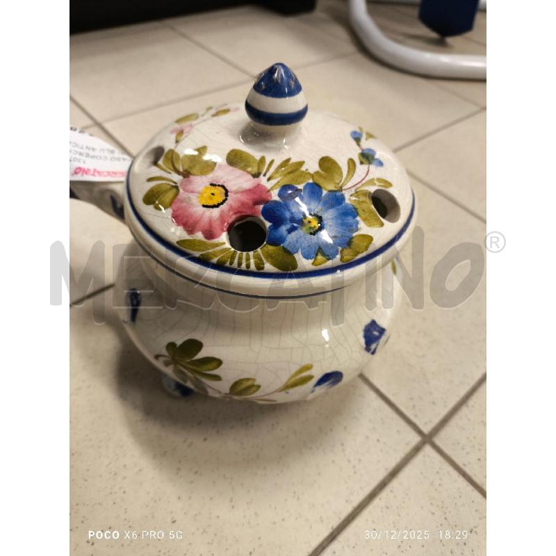 VASO COPERCHIO FORI FIORI BLU ANTICATO | Mercatino dell'Usato Forlimpopoli 2