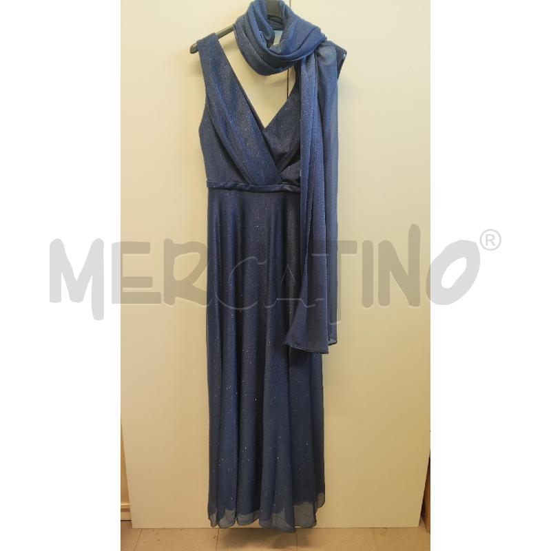 ABITO DONNA + STOLA PREZIOSA GLITTER BLU TG.44  | Mercatino dell'Usato Vinci - fraz. sovigliana 1