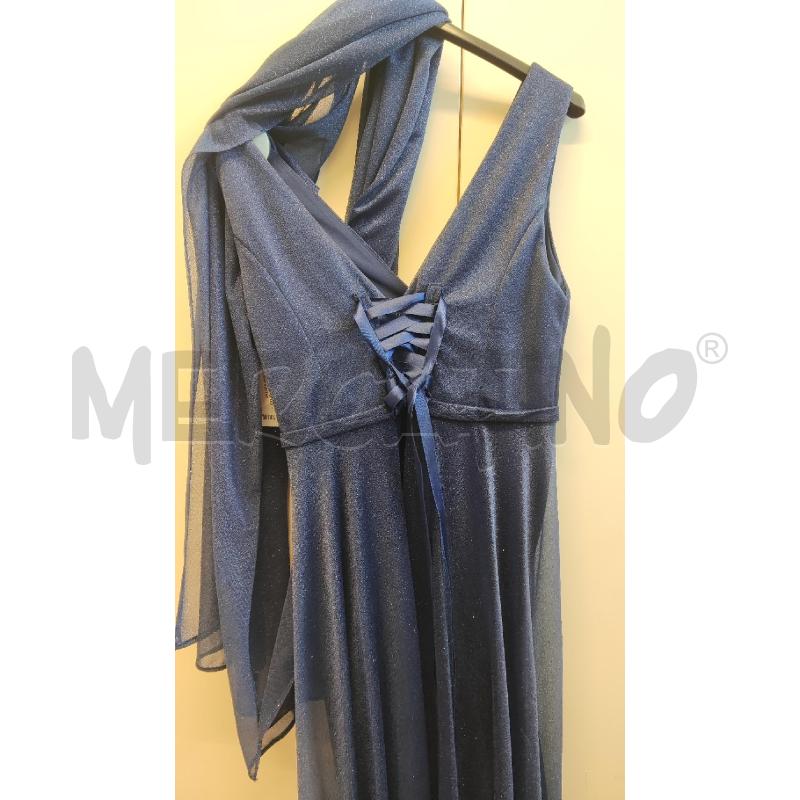ABITO DONNA + STOLA PREZIOSA GLITTER BLU TG.44  | Mercatino dell'Usato Vinci - fraz. sovigliana 4