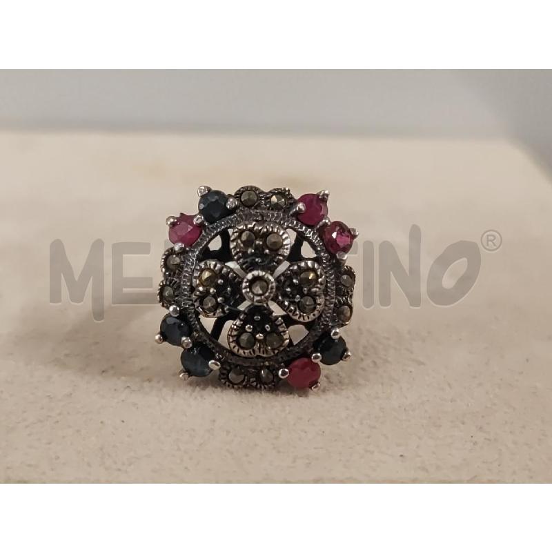 ANELLO DONNA ARGENTATO PIETRE ROSA GRIGIO FORMA FIORE | Mercatino dell'Usato Vinci - fraz. sovigliana 3