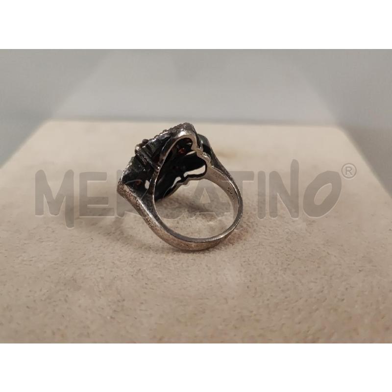 ANELLO DONNA ARGENTATO PIETRE ROSSE FORMA FIORE  | Mercatino dell'Usato Vinci - fraz. sovigliana 2