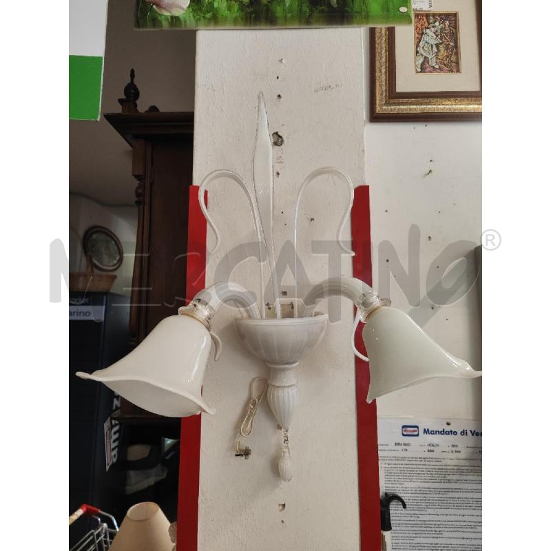 APPLIQUE 2 LUCI VETRO MURANO BIANCO  | Mercatino dell'Usato Vinci - fraz. sovigliana 1
