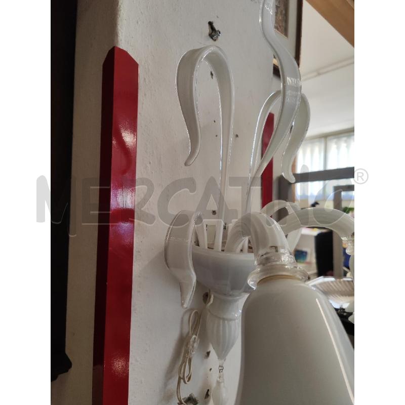 APPLIQUE 2 LUCI VETRO MURANO BIANCO  | Mercatino dell'Usato Vinci - fraz. sovigliana 2