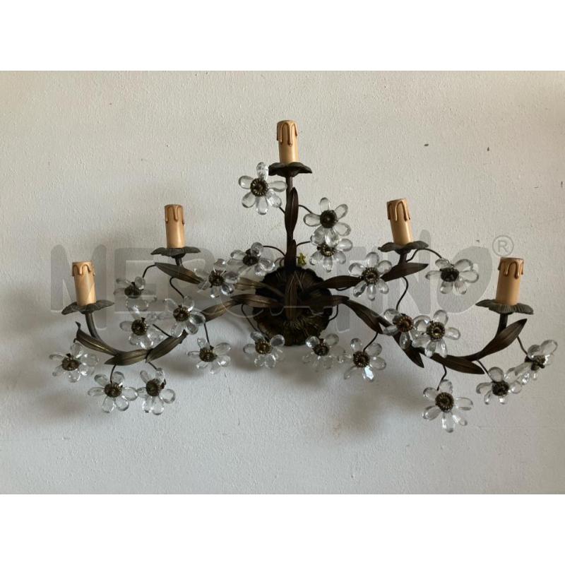 APPLIQUE FLOREALE PETALI VETRO 5 LUCI | Mercatino dell'Usato Vinci - fraz. sovigliana 1