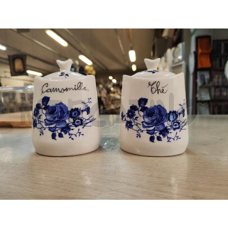 BARATTOLI PZ. 2 CERAMICA ESPERIA THE CAMOMILLA FIORI BLU | Mercatino dell'Usato Vinci - fraz. sovigliana 1
