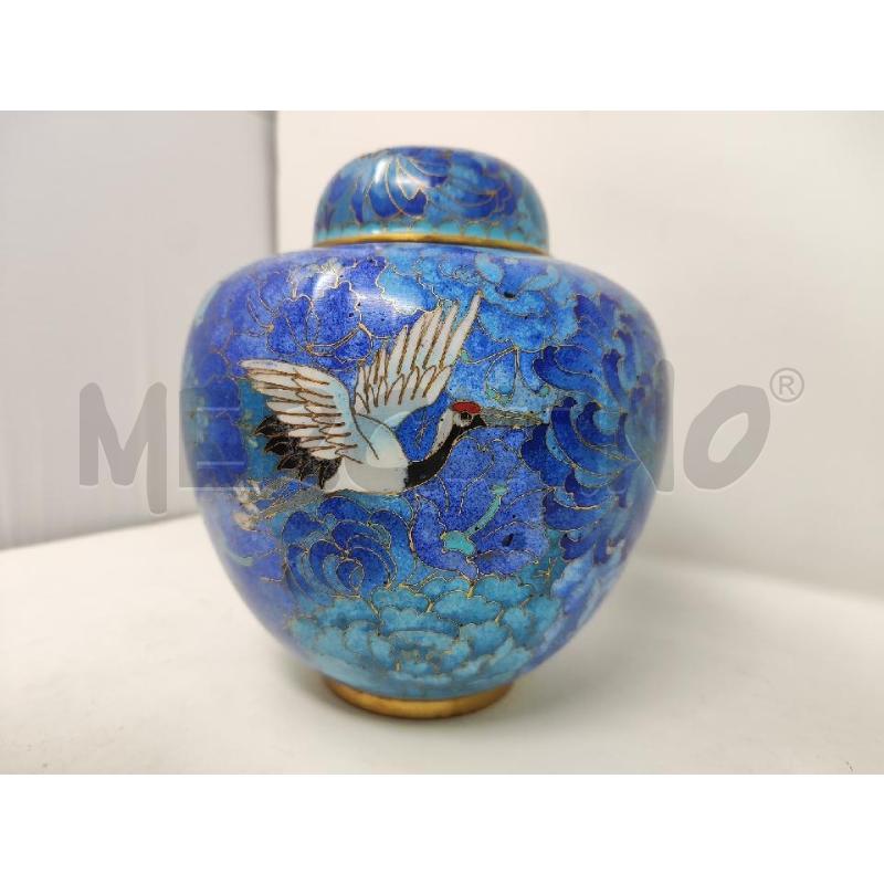 BARATTOLO CLOISONNE' BLU DECORO UCCELLO | Mercatino dell'Usato Vinci - fraz. sovigliana 2