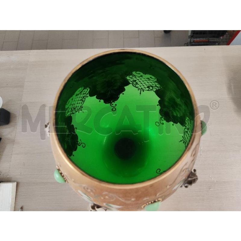 BICCHIERONE VETRO VERDE ORO CON ROSELLINE | Mercatino dell'Usato Vinci - fraz. sovigliana 3