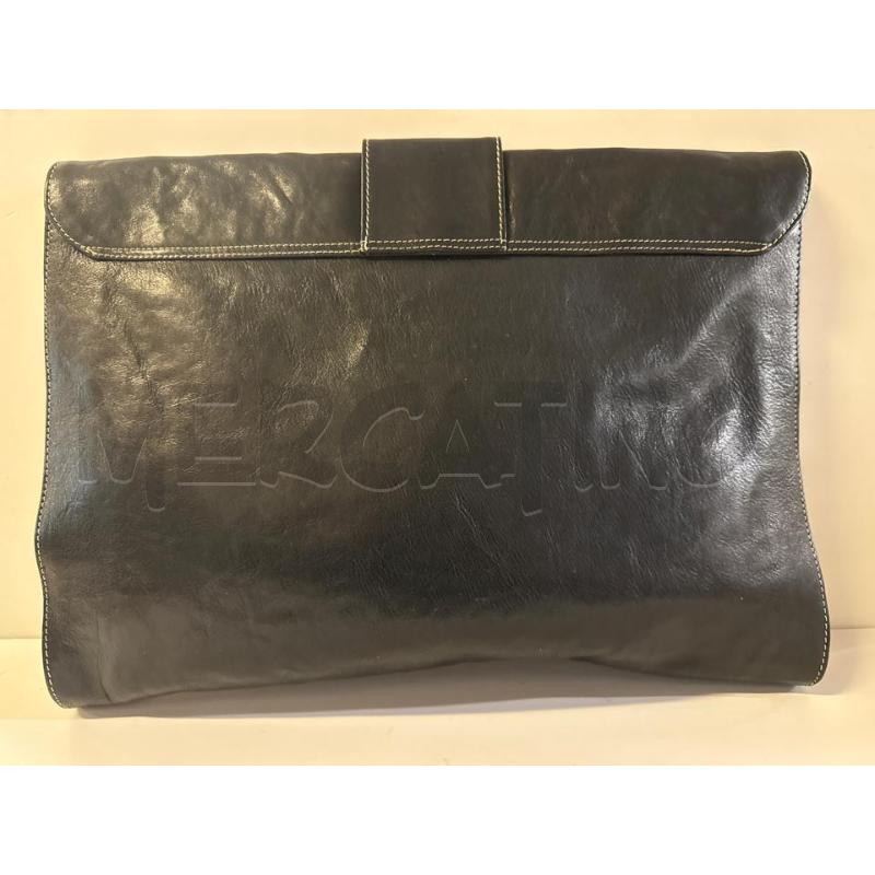 BORSA DONNA BUSTA PELLE BLU CUCITURE BIANCHE | Mercatino dell'Usato Vinci - fraz. sovigliana 3