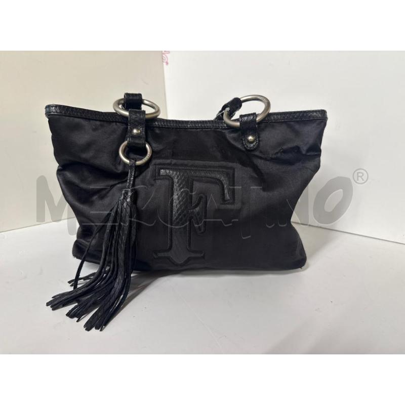 BORSA DONNA FERRE TESSUTO NERA INSERTI PELLE | Mercatino dell'Usato Vinci - fraz. sovigliana 1