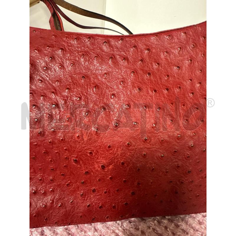 BORSA DONNA FRANCESCO BLASIA PELLE STRUZZO ROSSA | Mercatino dell'Usato Vinci - fraz. sovigliana 2