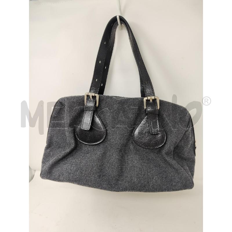 BORSA DONNA HENRY MARTINS TESSUTO GRIGIA MANICI PELLE NERI | Mercatino dell'Usato Vinci - fraz. sovigliana 2