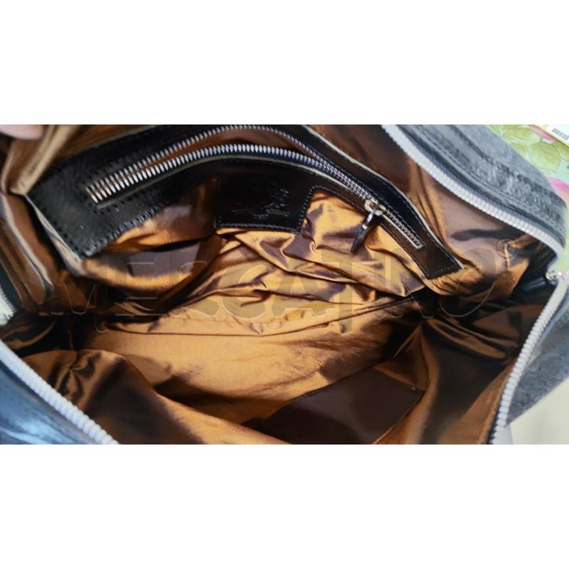 BORSA DONNA HENRY MARTINS TESSUTO GRIGIA MANICI PELLE NERI | Mercatino dell'Usato Vinci - fraz. sovigliana 4