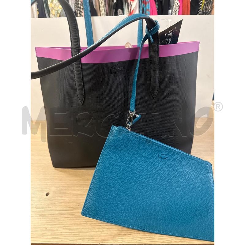 BORSA DONNA LACOSTE NERA BORDO ROSA INTERNO TURCHESE | Mercatino dell'Usato Vinci - fraz. sovigliana 1