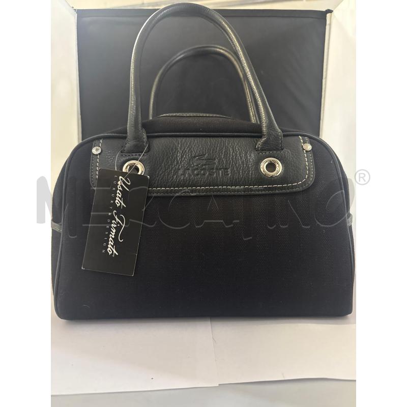 BORSA DONNA LACOSTE TESSUTO NERA INSERTI PELLE  | Mercatino dell'Usato Vinci - fraz. sovigliana 1