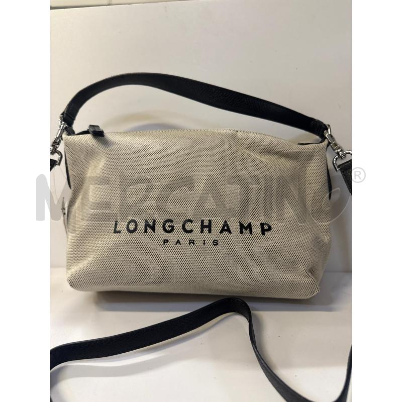 BORSA DONNA LONGCHAMP TESSUTO CHIARO TRACOLLA PELLE NERA  | Mercatino dell'Usato Vinci - fraz. sovigliana 1