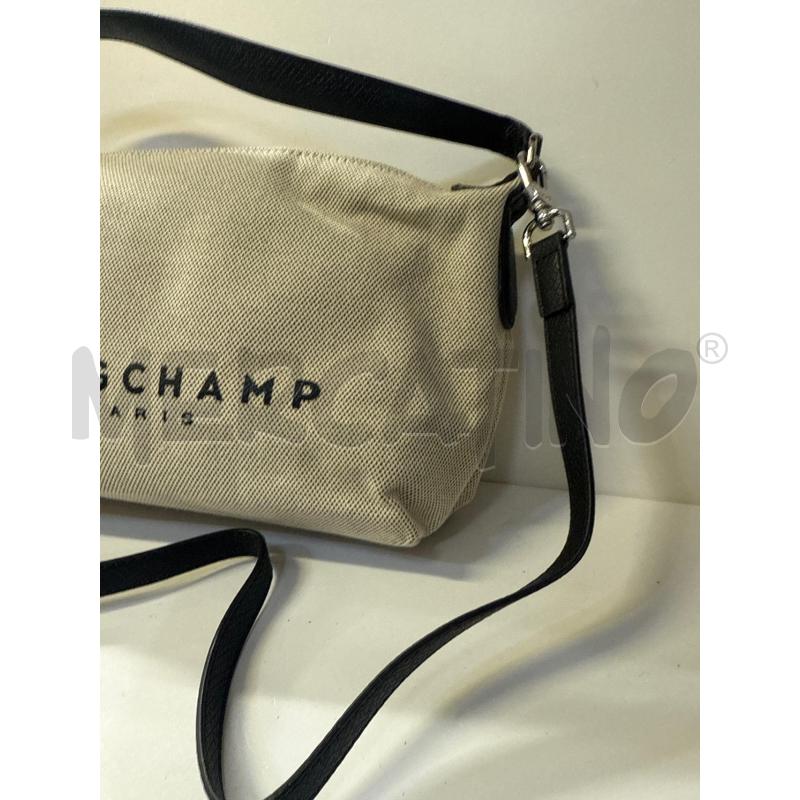 BORSA DONNA LONGCHAMP TESSUTO CHIARO TRACOLLA PELLE NERA  | Mercatino dell'Usato Vinci - fraz. sovigliana 2