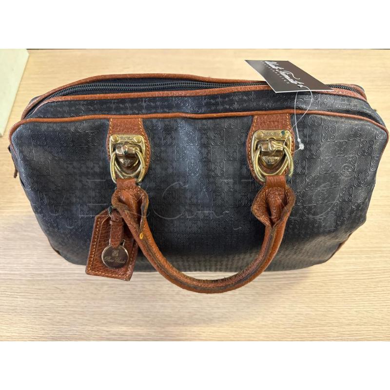 BORSA DONNA PIERO GUIDI BAULETTO NERO INSERTI CUOIO  | Mercatino dell'Usato Vinci - fraz. sovigliana 1
