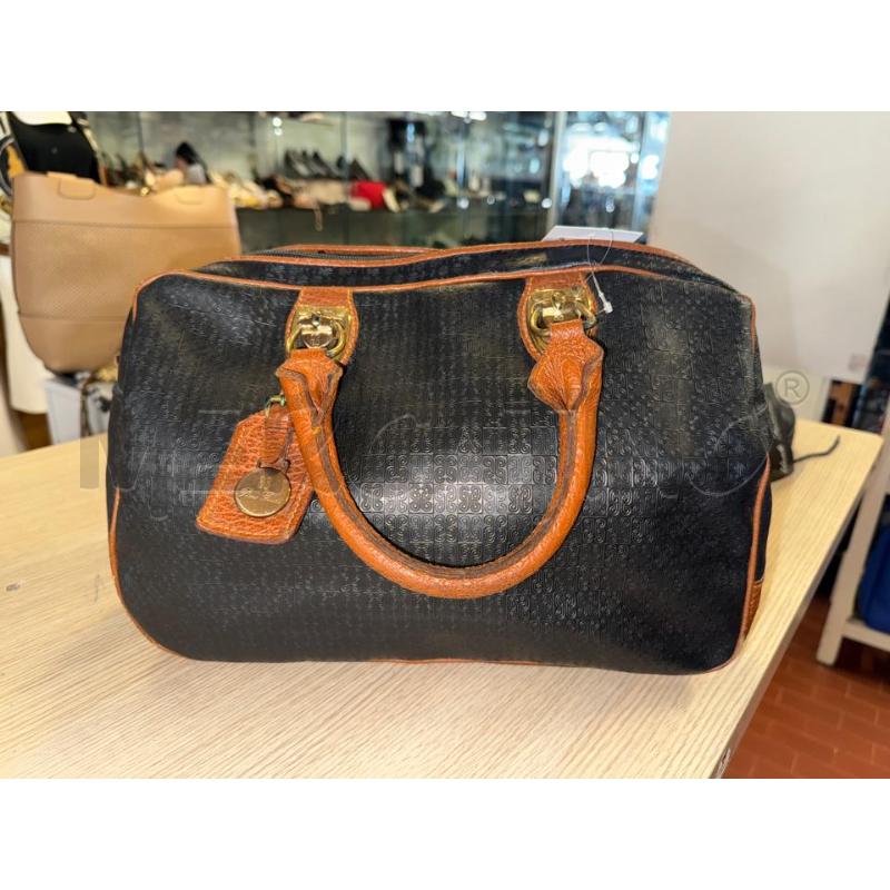 BORSA DONNA PIERO GUIDI BAULETTO NERO INSERTI CUOIO  | Mercatino dell'Usato Vinci - fraz. sovigliana 2
