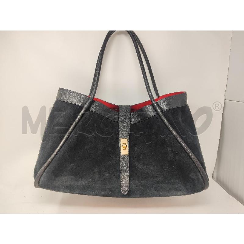 BORSA DONNA SCAMOSCIATA NERA INTERNO ROSSO | Mercatino dell'Usato Vinci - fraz. sovigliana 1