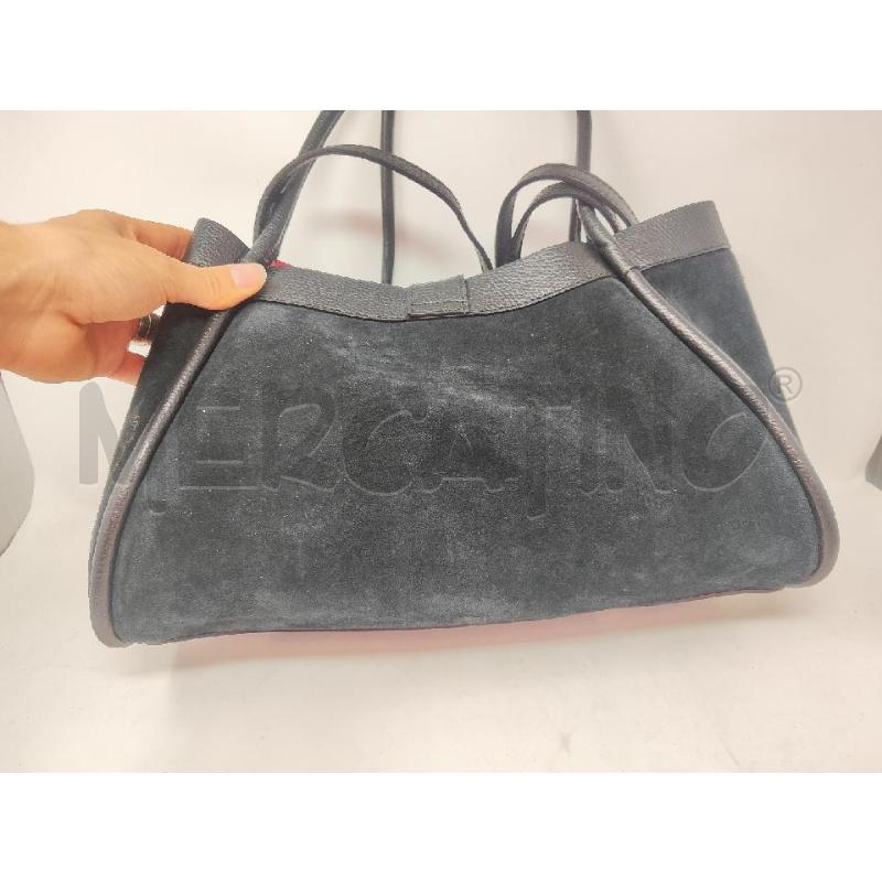 BORSA DONNA SCAMOSCIATA NERA INTERNO ROSSO | Mercatino dell'Usato Vinci - fraz. sovigliana 4