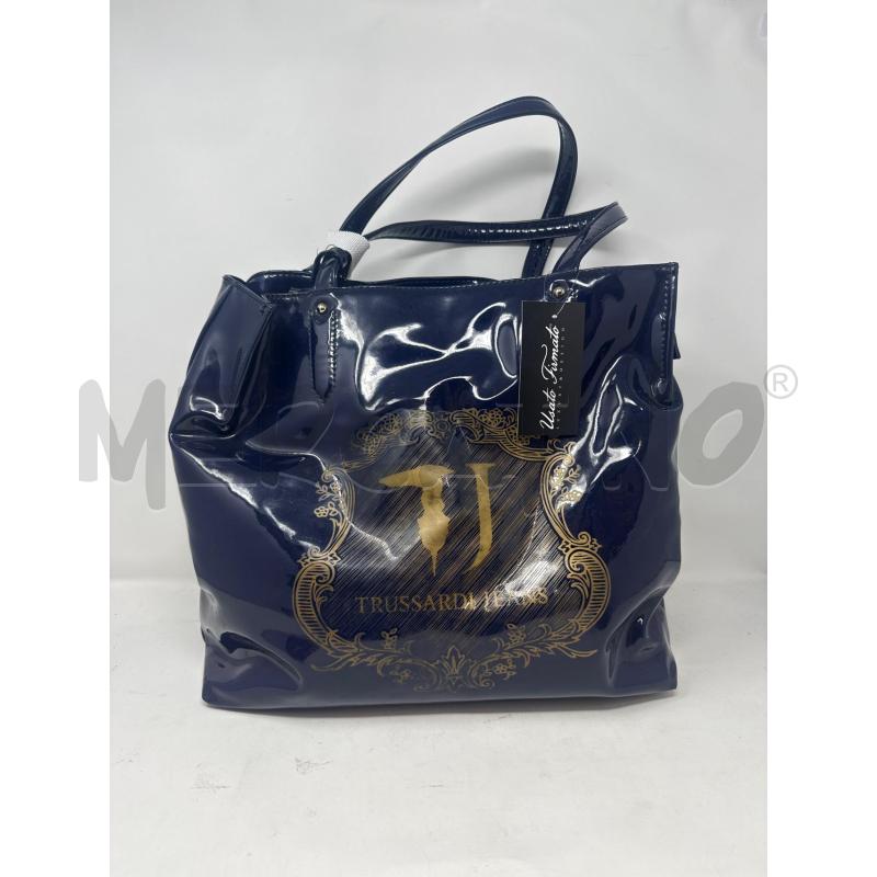 BORSA DONNA TRUSSARDI VERNICE BLU STEMMA ORO  | Mercatino dell'Usato Vinci - fraz. sovigliana 1